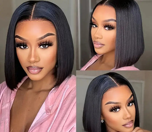 Bresilienne 10"Brazilian Hair Glueless Frontal Lace Short Straight Bob Wig